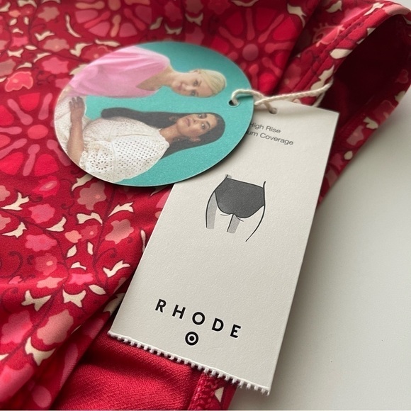 NEW Rhode Zinnia Floral High Rise Medium Coverage Bikini bottom red size 3X - Picture 12 of 13